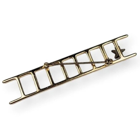 Ladder of Success with Silver Star Blue Rhinestone Brooch - Picture 3 of 3